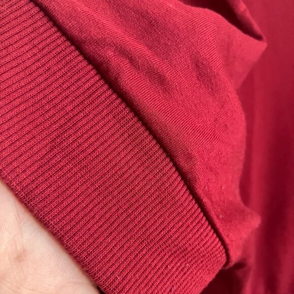 Burgundy v-neck sweatshirt with short sleeves and shoulder detail - Picture 8 of 10